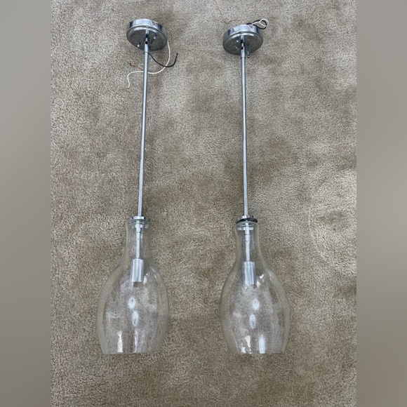 Chrome Modern/Contemporary Clear Glass Teardrop Chrome Pendant Light - Picture 12 of 13